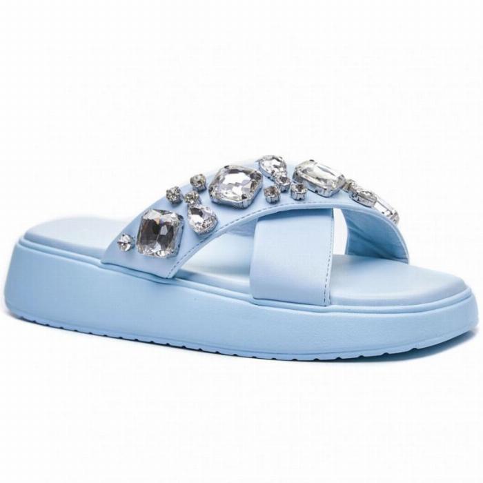 Adelina Dame Sandal 2367 - Blå Slippers til Sommeren