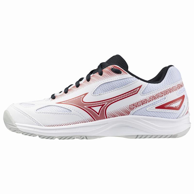 Mizuno Stealth Star 2 Junior Badmintonsko - Hvid/Salsa/Sort