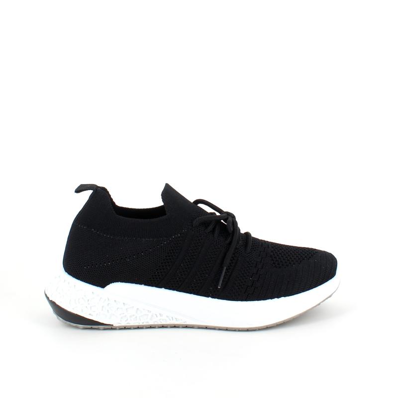 Sort slip-in sneakers med strikket overdel og stødabsorbering