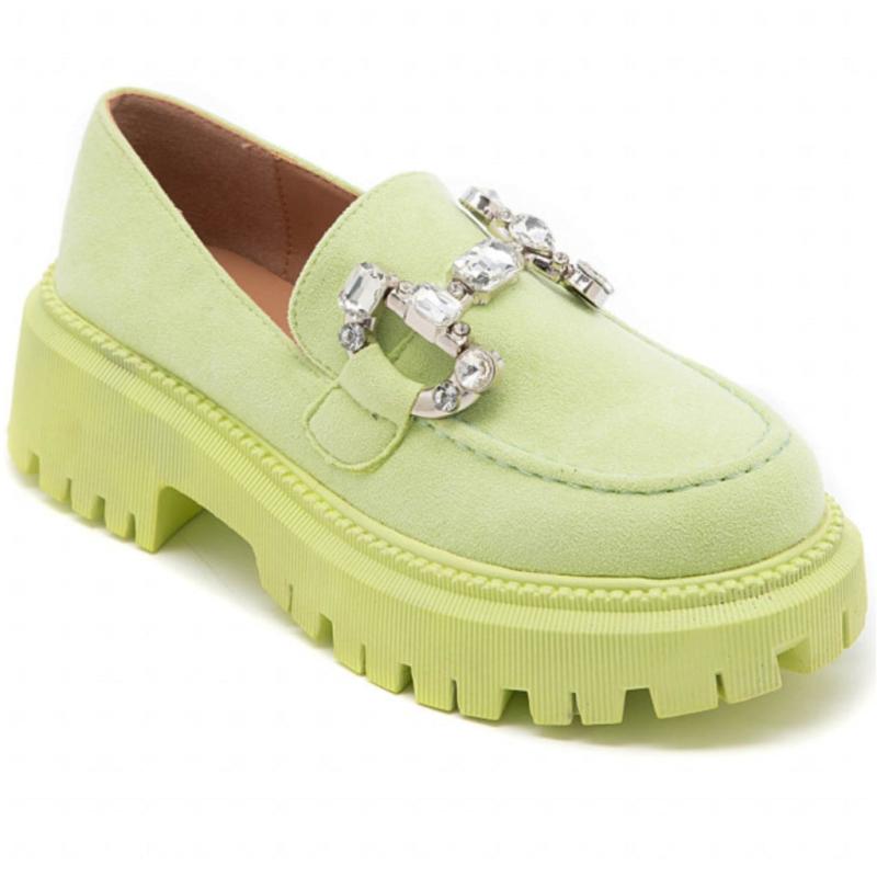 Simone Loafers 7912 - Grøn Udsalg med Chunky Bund