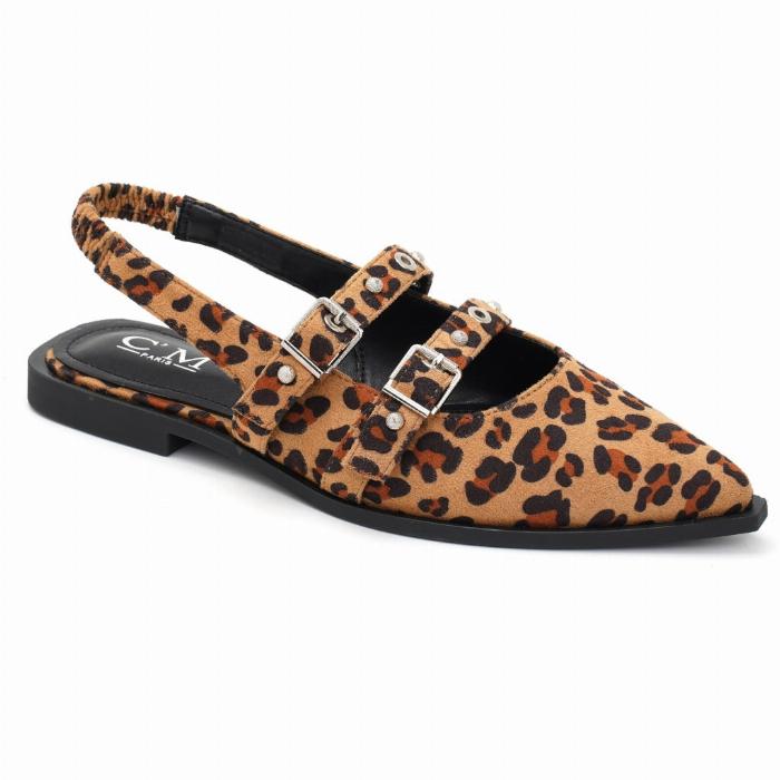 Amelia dame slingback ballerinaer 8316 - Leopard