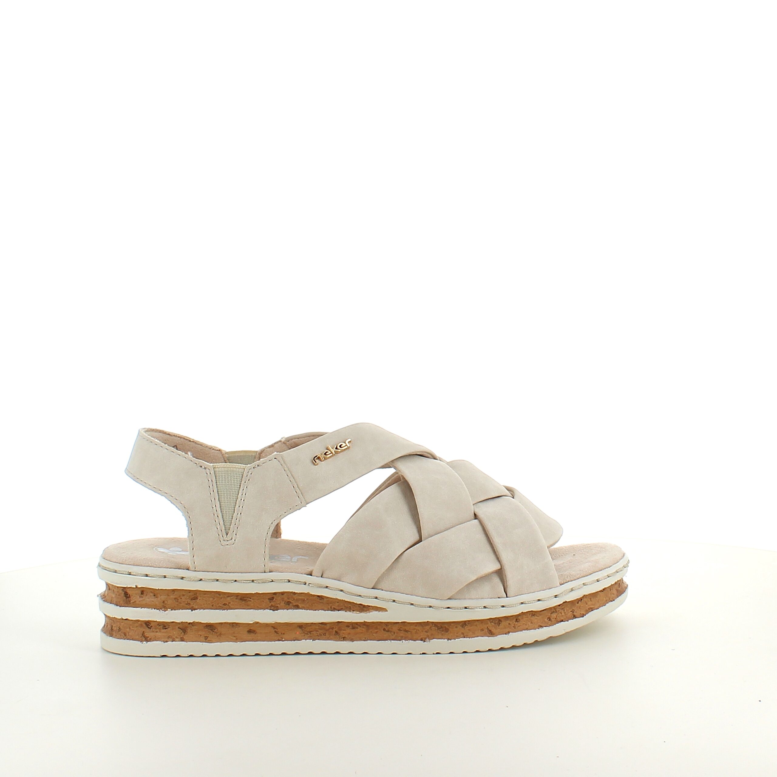 Beige Rieker sandal med flettet overdel - 39