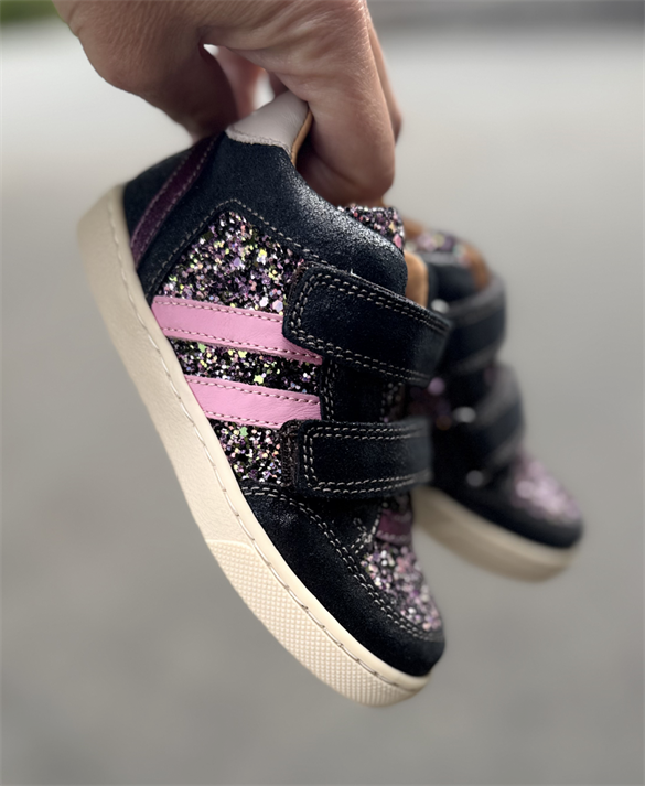 BabyBotte Kolyne velcro sneakers, sort/lilla glimmer