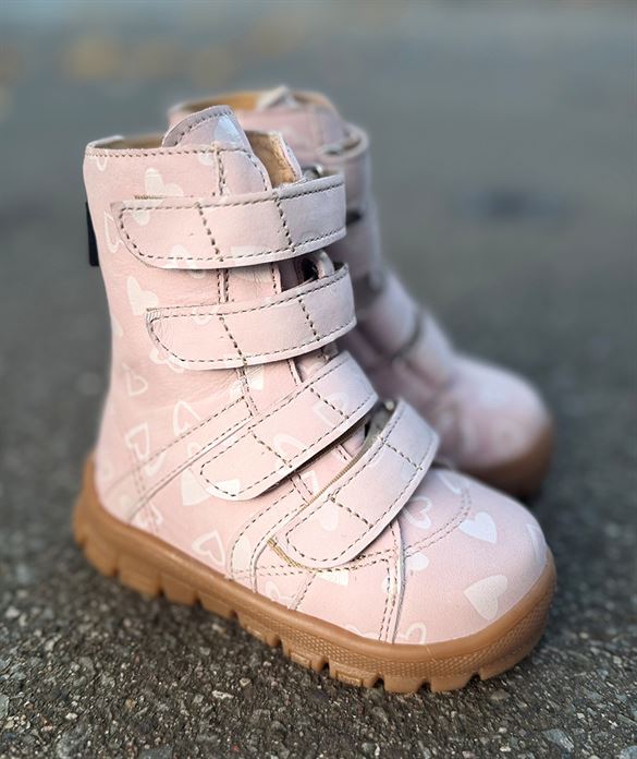 Aurelka vinterstøvler, nude pink hearts - med ekstra støtte